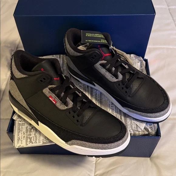 BNInBox Nike + Levi’s Air Jordan 3 RtR LSCBlack & Gray Men's Sneakers, Sz 10